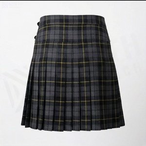 Women Wool Plaid <b>Wrap</b> Mini <b>Skirt</b> With Belt Adjustable Waist Autumn Style - Product Image 2