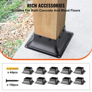 10 pz. Base per Palo in Acciaio al Carbonio Verniciato a Polvere per Carichi Pesanti 4x4 Interno 3.6"x3.6" Standard per Ringhiera Portico e Rivestimento in Legno - Product Image 5