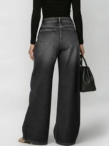 Jeans de Mujer Estilo Europeo y Americano 2026, Diseño con Ojales, Casuales, Holgados, de Cintura Alta y Pierna Ancha, Venta al Por Mayor, Estilo Vintage - Product Image 2