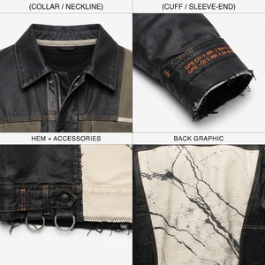 Custom Upcycled Modular Denim <b>Trucker</b> <b>Jacket</b> <b>Waxed</b> Denim Military Canvas OEM Wholesale - Product Image 4