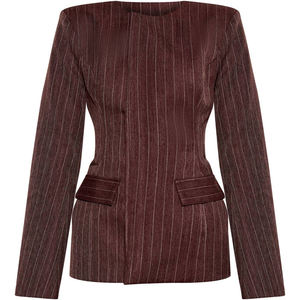 Ensemble tailleur pantalon rayé sur mesure pour femme – Élégant pour le bureau et les affaires – Veste à manches longues et pantalon – Fournisseur en gros OEM ODM - Product Image 1
