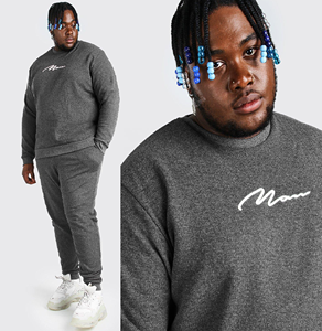 ชุดวอร์มคอกลมสำหรับผู้ชาย,ชุดวอร์มสำหรับนักวิ่งเสื้อวอร์มแบบสวมศีรษะคอกลมแขนยาว2ชิ้นไซส์ใหญ่พิเศษมีหลายสี - Product Image 4