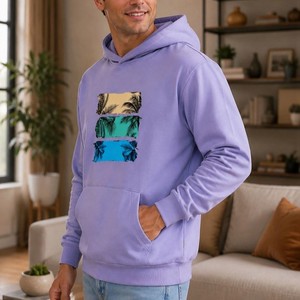 Sweat-shirt à capuche pour homme, design personnalisé, couleur violette, coupe classique, molleton décontracté, impression de logo sur le devant, unisexe, streetwear d'hiver - Product Image 3