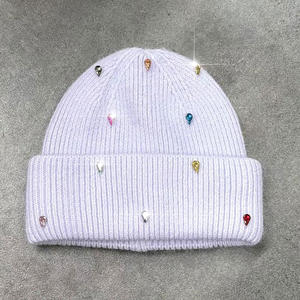 Gorros de Punto Personalizados con Diamantes de Imitación, Cristales Brillantes, Estilo Urbano Y2K, Gorros de Lujo Brillantes para Mujer - Product Image 4