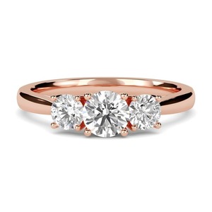 แหวนมอสซาไนต์สามเม็ดทรงกลมแบบคลาสสิก ตัดแบบบริลเลียนท์ ทองคำขาว 14K ตัวเรือนแบบหนามเตย สำหรับผู้หญิง ใช้เป็นเครื่องประดับหมั้น - Product Image 5