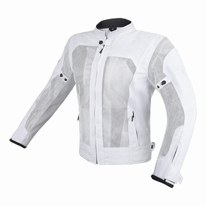 White Men's Full Sleeve Breathable <b>Motorcycle</b> <b>Jacket</b> <b>Summer</b> Mesh Riding Wear Adult Style - Product Image 4