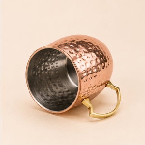 Mug à Moscow Mule en cuivre martelé vintage fait main avec poignée en laiton, mug à bière en cuivre massif pour cocktails, articles de bar haut de gamme - Product Image 2