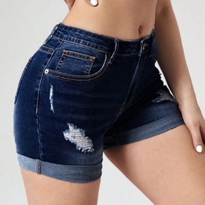 Wholesale Ladies Denim Shorts Summer Casual Outerwear Shorts Sexy Slim Fit Solid Color Washed Jeans Denim Shorts for Women - Product Image 2