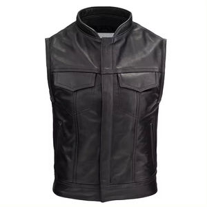 Chaleco de cuero suave para hombre, servicio OEM, con textura lisa, suave y flexible, transpirable y de uso casual. - Product Image 1