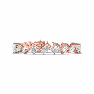 Bracelet tennis en moissanite or rose avec pierres brillantes de formes variées et un serti élégant et moderne de créateur - Product Image 1