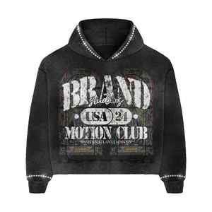 Ensembles deux pièces de haute qualité en coton délavé à l'acide (80 % coton, 20 % polyester) : sweat à capuche et short en jean pour hommes - Product Image 5