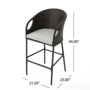 Set of 2 31\" Outdoor PE <b>Rattan</b> <b>Barstools</b> with Waterproof Cushions Multibrown Patio Furniture - Product Image 6