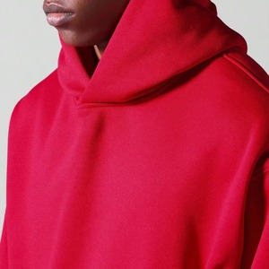 Sudadera con Capucha Extra Grande para Hombre, Color Rojo Sólido, 100% Algodón Felpa, Ropa Urbana Informal para Invierno - Product Image 6