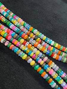 Multi Rajasthan Opal Gemstone Beads 3-4mm Faceted Rondelle Shape Multifire <b>Disco</b> Stone Jewelry Strand CMA Certified - Product Image 2