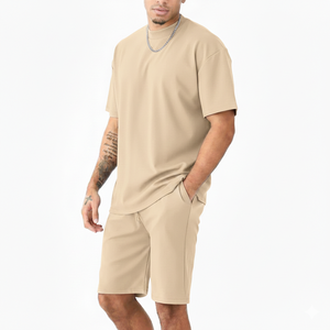 Conjunto de 2 piezas para hombre de alta calidad, 100% algodón, ligero, de secado rápido, ropa urbana, camisa y pantalones cortos, logotipo personalizado - Product Image 6