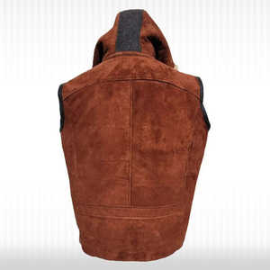 Gilet bomber en peau de mouton pour homme, élégant gilet en cuir d'aviateur RAF - Product Image 4