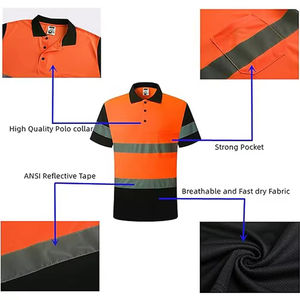 Polo de travail haute visibilité avec bandes réfléchissantes, chemise de sécurité personnalisable - Product Image 4