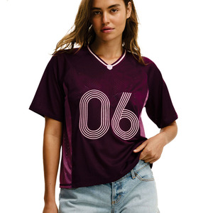 Camiseta Deportiva de Fútbol Americano para Mujer, Estilo Holgado, Cuello en V, Malla Transpirable, Uniforme de Equipo, Personalización de Número, Producción al por Mayor - Product Image 3