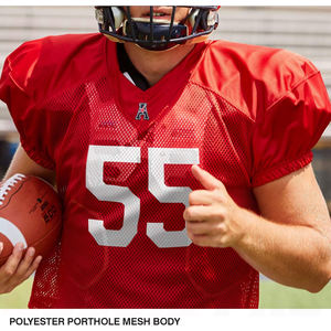 Maillot d'entraînement de football américain pour hommes, vêtements de sport en tissu mesh, polyester personnalisé, manches à double épaisseur, col en V, maillot de football - Product Image 6