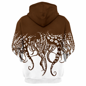 Sweat à capuche personnalisé pour homme, imprimé brun et blanc, respirant, écologique, solide, pour l'hiver, décontracté, entraînement, coupe classique - Product Image 2