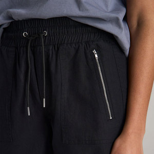 Pantalones de Punto Negros para Mujer, con Cordón Ajustable, Color Sólido, Largos, Casuales, Cintura Media, Corte Regular, Transpirables, de Algodón, Estilo Recto - Product Image 6