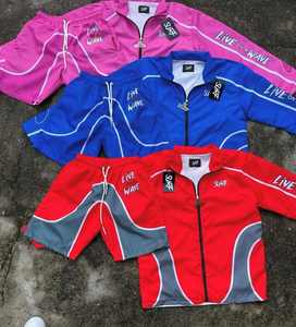 Custom Logo Zip Windbreaker Hoodie Jacket Sweatsuits Winter Streetwear Lightweight Jogging Stacked Sweatpants Men Shortset - Product Image 1