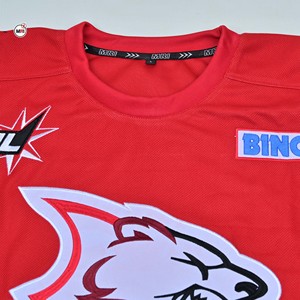 Jersey de Hockey sobre Hielo Personalizado al Por Mayor, Rojo, Manga Larga, con Logotipo del Equipo Sublimado, Cuello Redondo, Poliéster Transpirable, para Hombre - Product Image 5