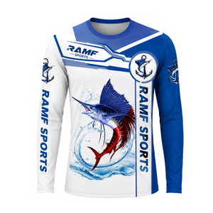 เสื้อตกปลา UPF 50 แบบกำหนดเองได้ แห้งเร็ว ผลิตจากโพลีเอสเตอร์ ป้องกันรังสียูวี ระบายความชื้น แขนยาว - Product Image 1