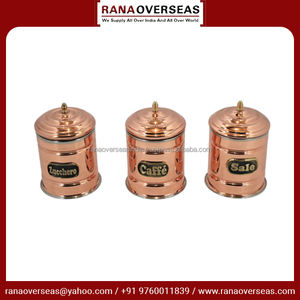 Ensemble de 3 récipients en cuivre et laiton de qualité supérieure Solution de stockage luxueuse pour le thé, le café et le sucre de tailles assorties - Product Image 3