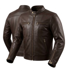 Boutique Quality Men's Long Thin Leather <b>Jacket</b> Motorbike Biker Gear Premium Leather Canvas Fabric Breathable Waterproof - Product Image 6
