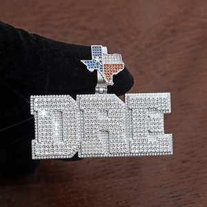 Pendentif Carte de l'État du Texas en Argent 925 Plaqué Rhodium avec Moissanite Taille Brillant, Breloque Hip-Hop Unisexe pour Fêtes et Usage Quotidien - Product Image 2