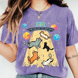 Camiseta Vintage con Estampado de Gato, Unisex, Holgada, Informal, Ecológica, Transpirable, de Secado Rápido, de Algodón, para Verano - Product Image 1