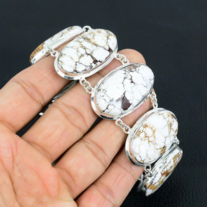 Natural Wild Horse Gemstone 925 sterling silver plated <b>Bracelet</b>: Handmade Designer Jewelry - Product Image 3