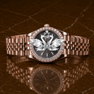 Custom Brand Rose Gold Brown Face Diamond Watch Men Stainless Steel Watch - Product Image 1