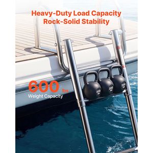 4-<b>Step</b> Stainless Steel <b>Telescoping</b> Folding Swim Deck <b>Ladder</b> Rear Entry Inboard Boat <b>Ladder</b> 600 Lbs Capacity Accessories - Product Image 5