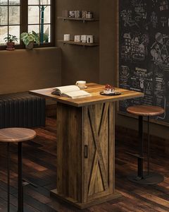 Solid Wood Whiskey Barrel Bar <b>Table</b> | Hand-Crafted Restaurant Bar Furniture - Product Image 1
