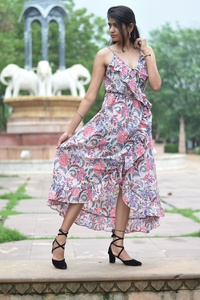 2026 Hot Selling Hand Block Printed Indian Cotton Dress 100% Floral Embroidered <b>Tunics</b> Casual Style Maxi Length Gown For Women - Product Image 5