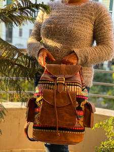 Sac à dos en cuir véritable Jacquard, fait à la main, style Vintage, nouvelle collection - Product Image 3