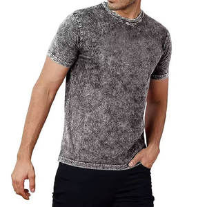 Camiseta de Estilo Lujoso con Lavado Ácido, 100% Algodón, Cómoda, Informal, Ropa de Moda Masculina - Product Image 1