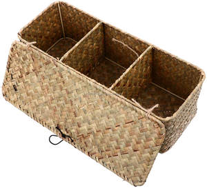 Wholesale Price Seagrass Divider Box Organizer <b>Baskets</b> 3-Tier Minimalist Design <b>Cutlery</b> Storage <b>Basket</b> for Home Hotel Restaurant - Product Image 5