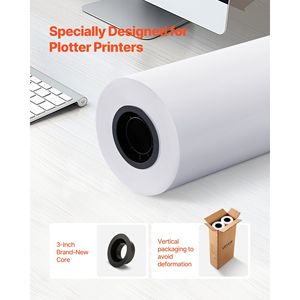 Rotolo di carta per plotter grande formato 30 pollici x 500 piedi, confezione da 2 rotoli di carta Bond per CAD da 20 libbre con anima da 3 pollici - Product Image 2