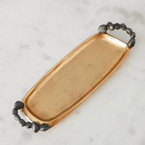 Oval Shape Luxury Food <b>Serving</b> <b>Tray</b> With Floral Leaf Handles Latest Design For Tableware Accessories Wedding Decoration <b>Trays</b> - Product Image 3