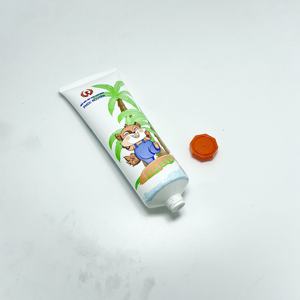 Tube en plastique PE écologique pour l'emballage de dentifrice pour enfants, bouchon hexagonal rouge, impression offset 8 couleurs - Product Image 3