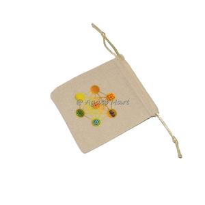 Pierre semi-précieuse guérison cristal pierre bijoux cadeau sac d'emballage coton cordon Chakra symbole imprimé sac - Product Image 5