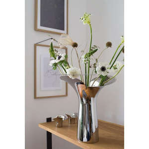 Florero niquelado, hoja de hierro, jarrón de mesa pulido de níquel alto, maceta elegante para Decoración - Product Image 1