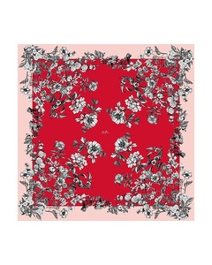 Écharpe en soie botanique bleue et blanche de luxe pour femmes et filles, foulard carré vintage à motifs floraux, bandana carré tendance pour dames - Product Image 4