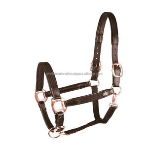 Classique licou cuir hater confortable en cuir véritable rembourré cheval licou et collier de tête en cuir réglable licou - Product Image 5