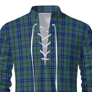 Camisa Ghillie Jacobita Más Vendida, Camisa de Disfraz Medieval Pirata con Cordones y Manga Larga, Estampado Tartán Antiguo Campbell - Product Image 3