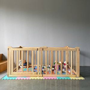 Parc de jeu pliable Montessori en bois naturel, écologique, durable, non toxique, multifonctionnel, barrière de sécurité pour bébé, montage facile - Product Image 6
