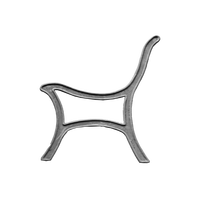 Pied de banc en fer forgé à motif végétal orné, panneau latéral de siège de jardin, balustrades de villa de luxe, cadre de mobilier de patio, accoudoir de parc botanique